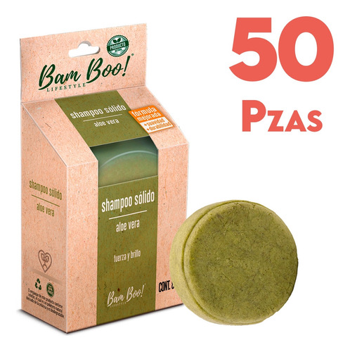 50 Pack Shampoo Sólido Artesanal Aloe Vera 80 Gr Bam Boo!