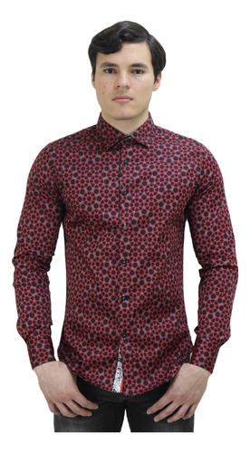 Camisa Caballero Platini Tkl8907 Corte Slim Fit Manga Larga