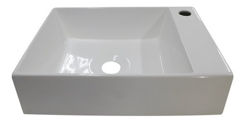 Cuba de sobrepor lavabo banheiro 40cm X 29cm quadrada prisma com base branca
