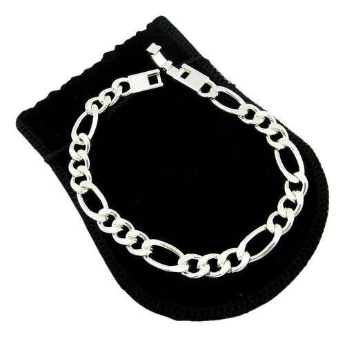 Pulseira Masculina 18cm 7mm Largura Folheada Prata Pl199