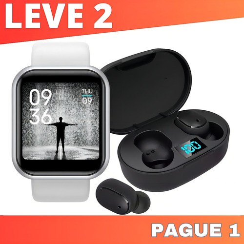 Relógio Smartwhatch Digital D20 + Fone S/fio E6s Bluetooth Cor da pulseira Branco