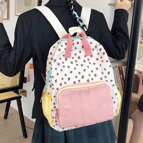Mochila Para Mujer, Bolso Escolar De Nailon 27cmx10cmx35cm