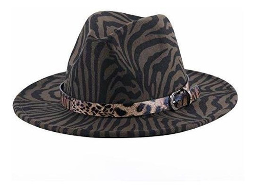 Sombrero De Fieltro Ancho Con Estampado De Tigre.