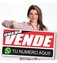 Comprar Lona Impresa Cartel Dueño Alquila \u002F Dueño Vende  + 4 Ojales