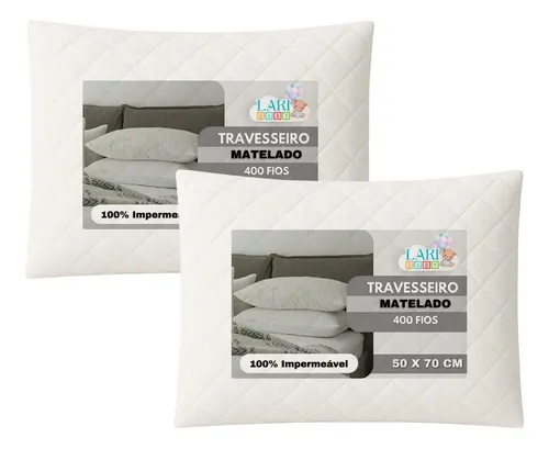 Kit 2 Travesseiros 400 Fios Com Fronha De Zíper Matelado Impermeável Macio E Confortável Antialérgico Lavável Premium