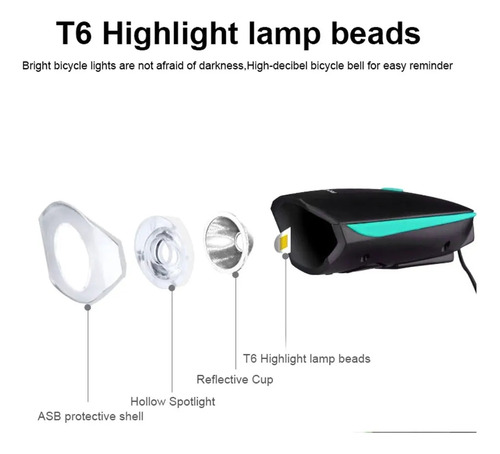 Faro De Bicicleta Led Con Bocina Recargable Usb C