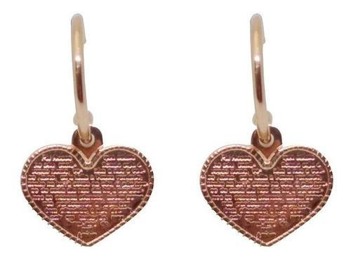 Aros Colgantes De Oro Laminado 18k Corazon Calidad Rommanel