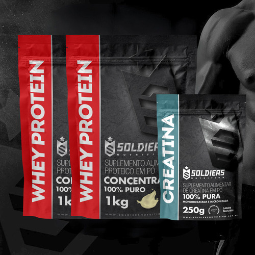 Kit: Whey Concentrado 2kg + Creatina 250g - (100% Puros) Sabor 100% Puro