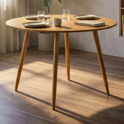 Mesa Redonda 100cm Madeira Sala De Jantar Cozinha Dwsn Louro Freijó Madeira Louro Freijó - R$ 415,92