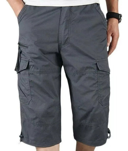 Pantalones Cortos Tipo Cargo Lisos Con Múltiples Bolsillos