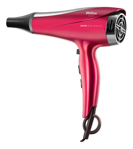 Secador De Cabelos Psc2300 Motor Dc 2200w Philco Bivolt Vermelho