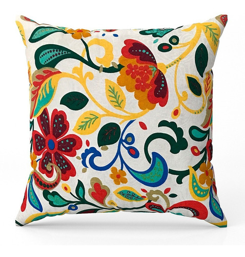 Kit 4 Capas De Almofada Jacquard Floral Amarelo 50x50 Cm Florido
