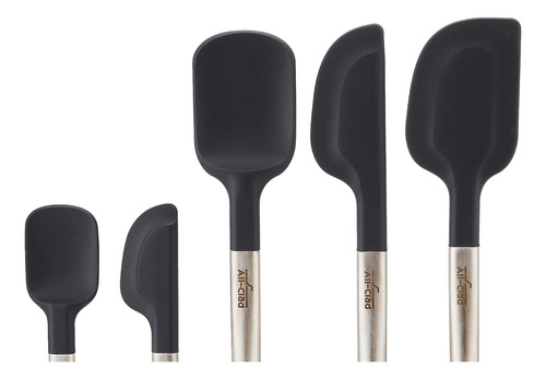 Juego De 5 Utensilios De Cocina Silicona Color Negro