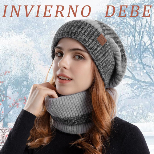 A Gorro De Punto De Invierno Cálido Conjuntode Gorro Y