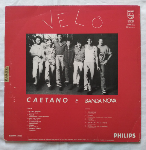 Lp Vinil Caetano Veloso Velô 1984 Encarte