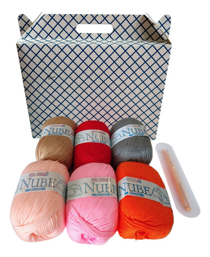 Kit Para Tejer En Crochet Lanas + Agujas + Caja Regalo