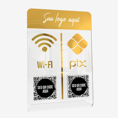Placa Pix Acrilico Wi Fi Qr Code Decoração Balcão Transp