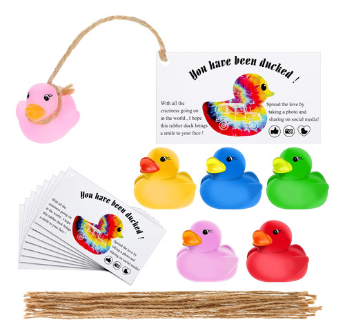 60 Tarjetas De Pato Con Patos De Goma Y Cuerdas, Pato De Gom