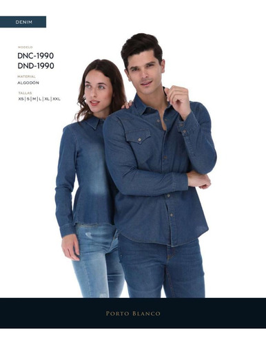 Camisa Porto Blanco Dama Mezclilla