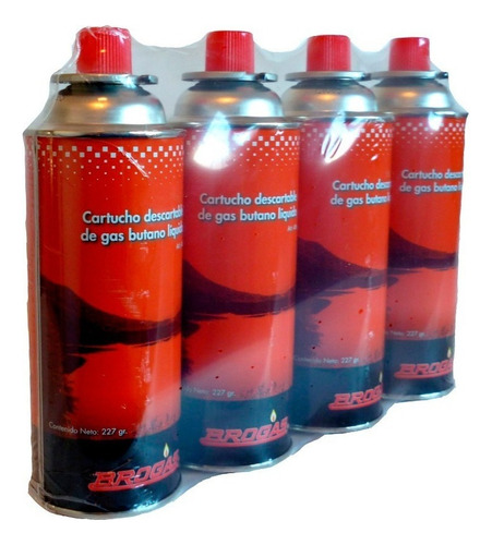 Cartuchos De Gas Butano Brogas 227 Gr Pack Por 4-