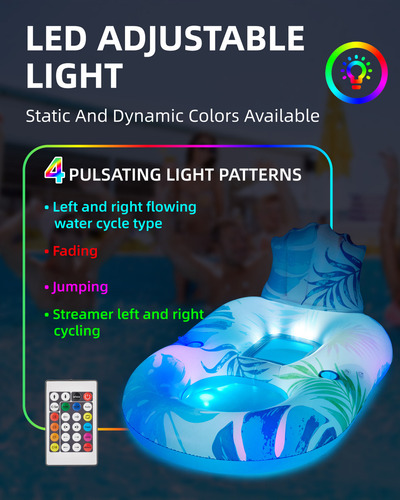 Lictin Tumbona De Piscina Con Dosel Upf50+,con Luz Led, Tumbona Inflable, Flotador Grande Para Broncearse Para Adultos Y Niños, Juguetes De Natación Con Portavasos,respaldo Y Reposapiés