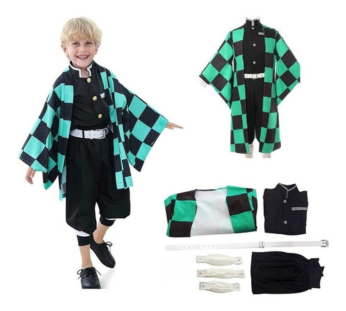 Demon Slayer Cosplay Kimono Traje Para Niños-kamado Tanjirou