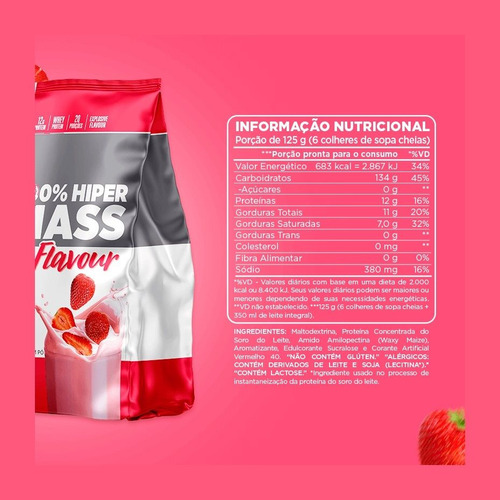 100% Hiper Mass Flavour (2,5kg) Morango Morango