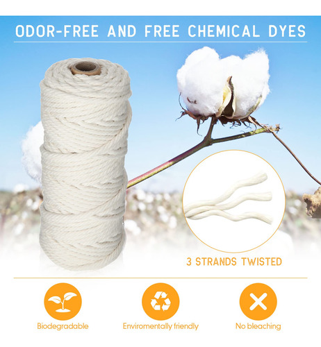 Cuerda De Macramé De Algodón Natural A Granel 32 Rollos