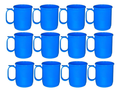 Jarro Mug Plastico X 12 Recto 9 Cm Apoya Dedo Asa Colores