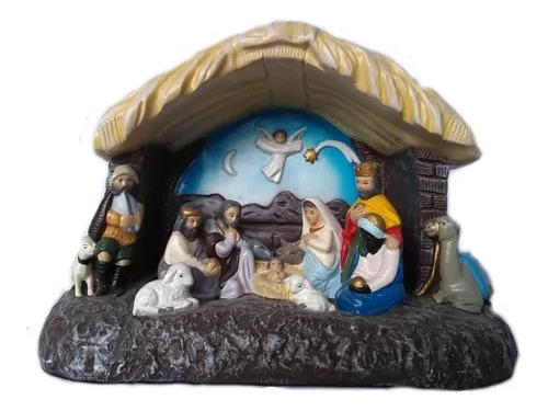 Imagem Gruta Presepio Cabana 17 Cm Sagrada Familia - Natal