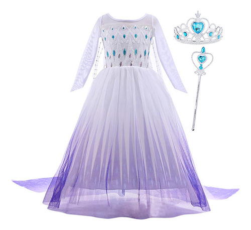 Disfraz Frozen 2 Elsa Manga Larga Tul Chal De Varita Corona Cosplay Disfraces Halloween Navidad Ceremonias Regalo Del Día Del Niño