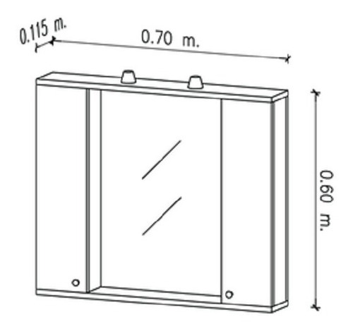 Imagen 2 de 4 de Botiquin Amube 8840 3 Cuerpos C/luz Blanco Melamina 70x60 Cm