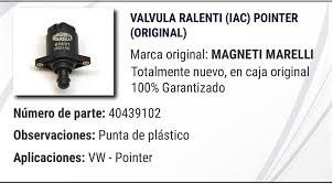 Valvula Iac Vw Pointer P. Plastico Magneti Marelli 40439102