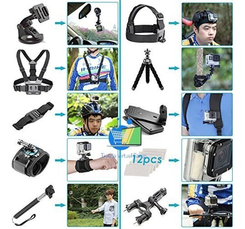 Kit 50 Accesorios Para Camaras Gopro Hero7 Hero6 Hero5 Hero4
