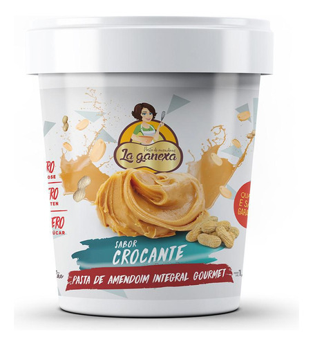 Pasta De Amendoim Integral Gourmet Crocante 450g La Ganexa