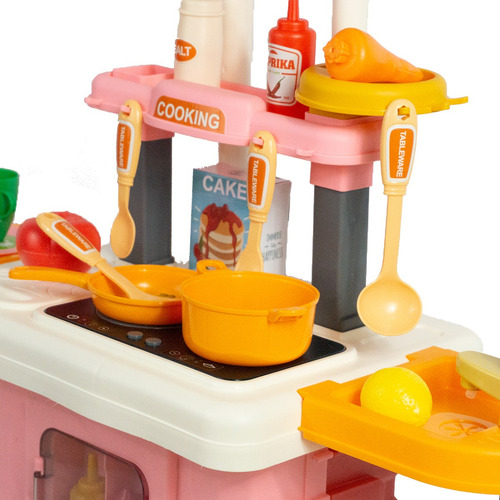 Cocinita Infantil 3 En 1 Cocina Y Maleta Luz, Sonido Y Agua Color Rosa