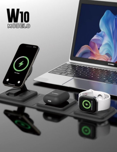 Base Cargador Inalámbrico 3en1 Magsafe 15w Kbod W10 Plegable