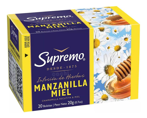 Te Supremo Manzanilla Y Miel 20 Bolsitas