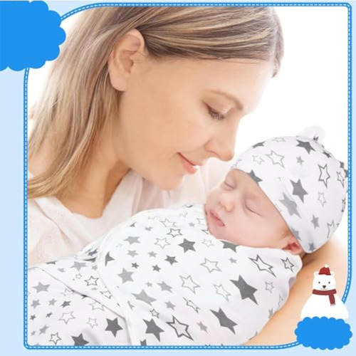 3pc Saco Para Dormir Bebe Recien Nacido Swaddle Con Gorritos