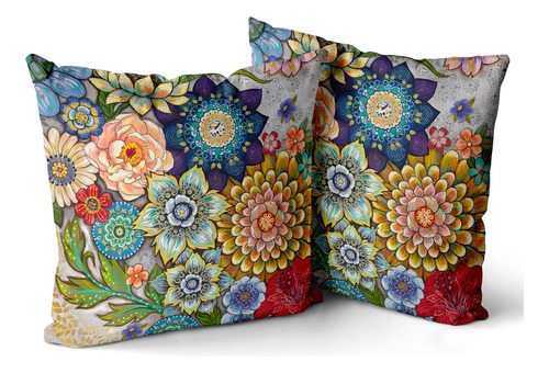 Fundas De Almohada Decorativas Bohemias, Flores Coloridas, T