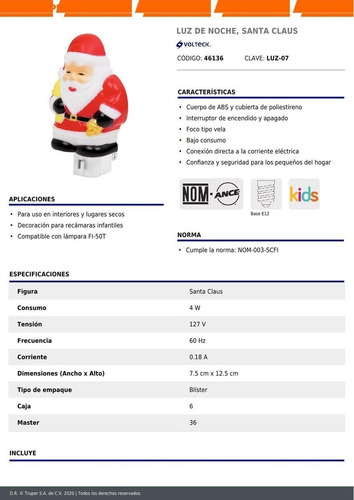 Imagen 2 de 3 de Luz Noche Santa Claus 46136_