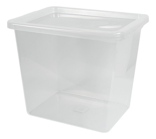 Caja De Plástico Grande Para Organización Pack De 2 Pz Color Transparente Liso