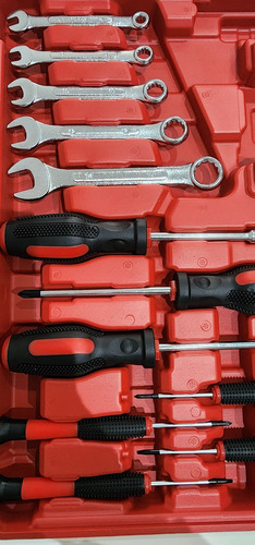Set Herramientas Manuales 105 Pz Llave Martillo Pinzas Punta Color Naranja Oscuro