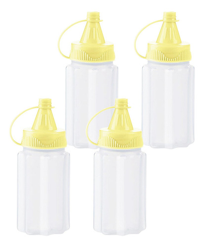 4 Botellas Pequeñas Exprimibles, Tarros De Botella Amarilla