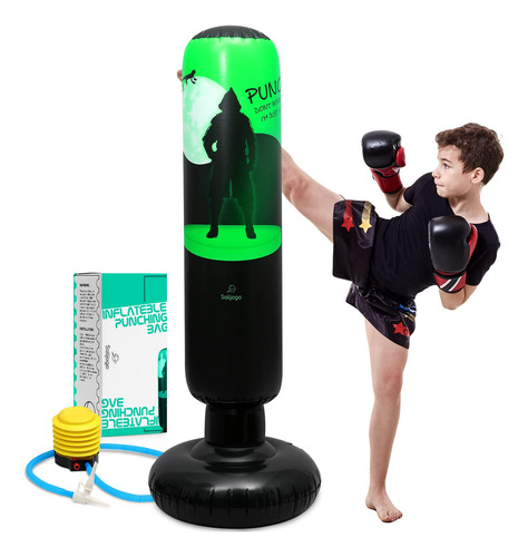 Salljogo Saco De Boxeo Inflable Para Ninos Con Bomba De Pie,