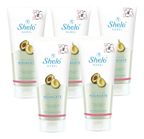 Crema Corporal Aguacate Shelo Nabel® 250ml. 5 Piezas