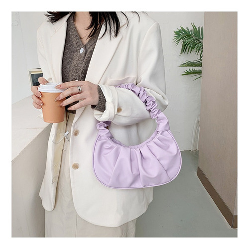 Bolsa De Hombro De Mujer Plisada Cloud Color Sólido Axila