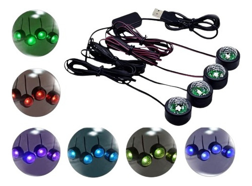 Luz Led Para Interior De Carro Multicolor