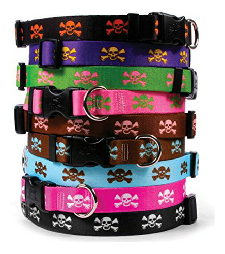 Skull & Crossbones  collar De Perro Con Sistema De Tag-a-lo