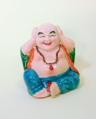 Imagem 1 de 4 de Estatueta Buda Não Ouça Em Resina 5,5cm Novo